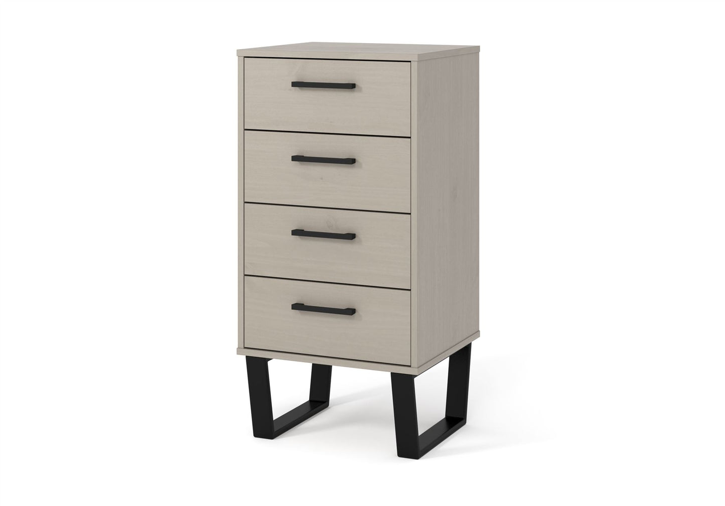 Texas Grey Waxed Pine 4 Drawer Narrow Chest Of Drawers