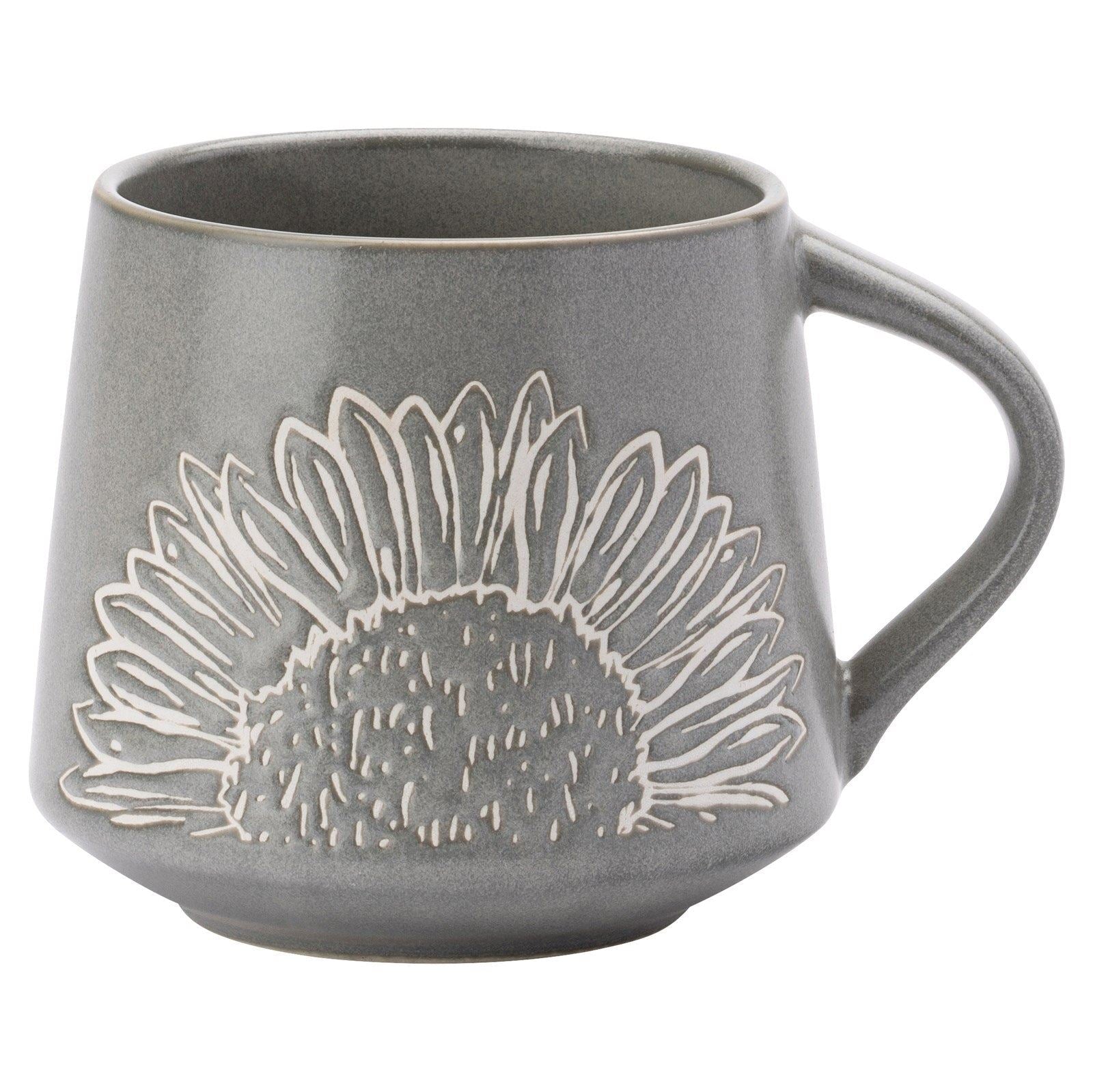Artisan Flower Grey Wax Resist Mug