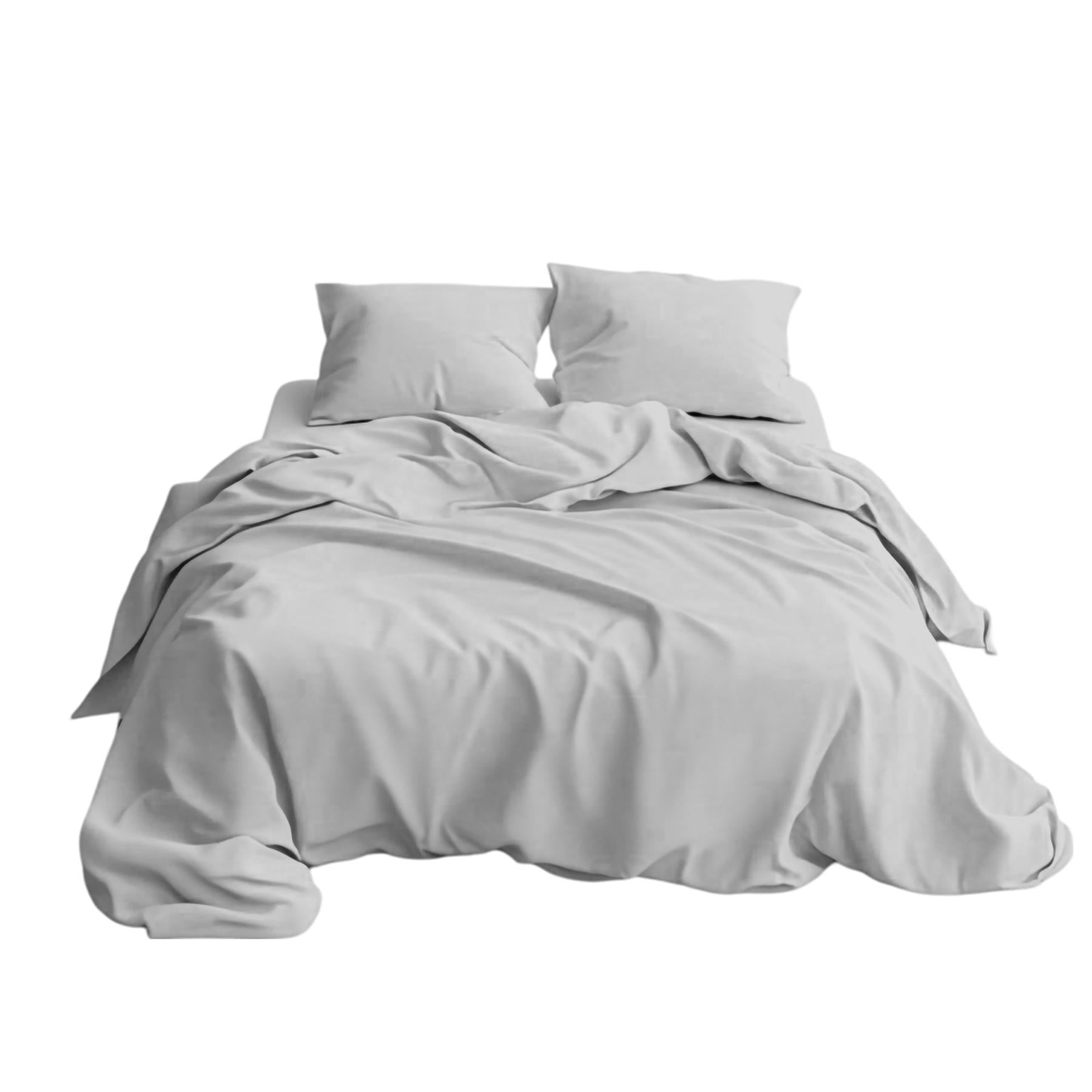 Maison & White Duvet Set with Button Fastening (Light Grey, Double)