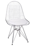 Inventors Chrome DKR Wire Chair With White PU Cushion - Set of 2