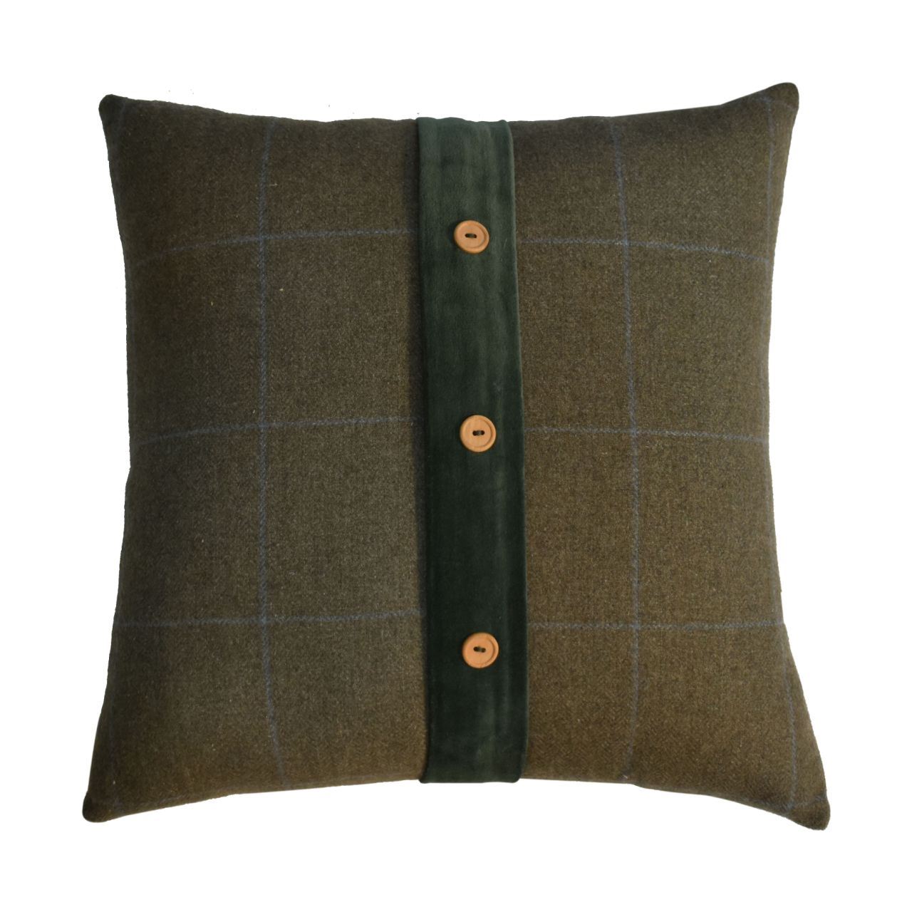Artisan Quinn Cushion Set of 2 - Green Olive Tartan & Green Velvet