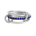 18K Elegant Silver Stacked Rings with Blue Stones