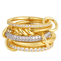 18K Elegant Gold Plated Stacked Rings with White Stones