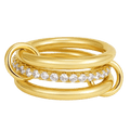 18K Gold-Plated Zircon Link Stacking Ring Set