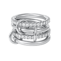 Silver Layered Knot Zircon Stacked Ring