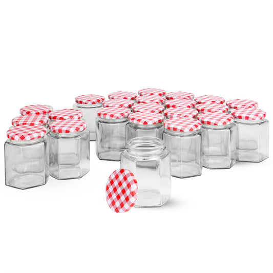 Hexagonal Mouth Glass Jam Jars - Set of 24 | M&W	