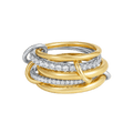 18K Elegant Gold & Silver Stacked Rings