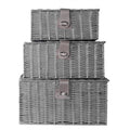 Resin Woven Storage Baskets - Set of 3 Grey | M&W	