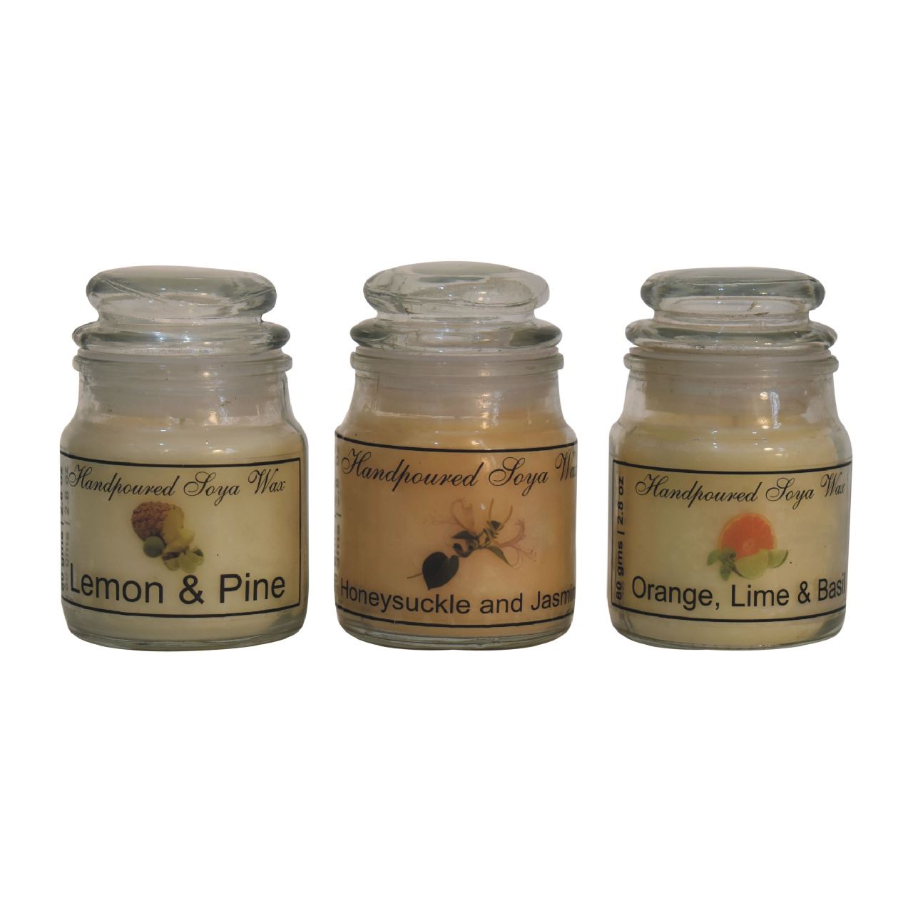 Artisan Hourglass Candle Set of 3 (Lemon & Pine, Honeysuckle & Jasmine and Orange, Lime & Basil)