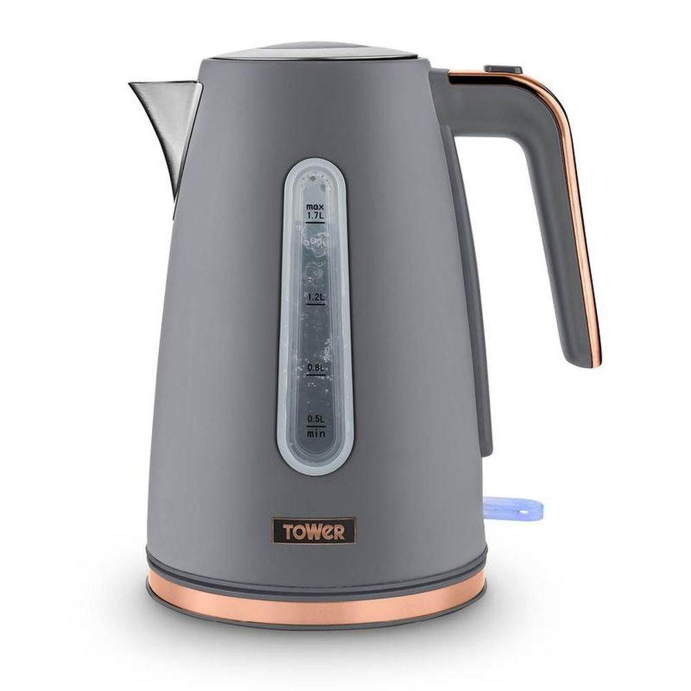 Tower Cavaletto 1.7L 3KW Grey and Rose Gold Accents Jug Kettle UK Plug
