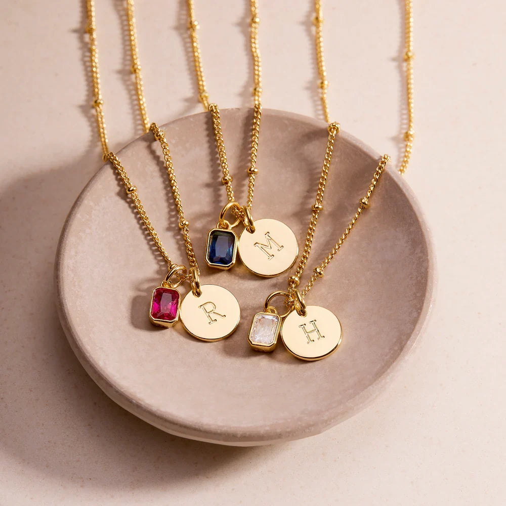 Savae Birthstone Initial Pendant