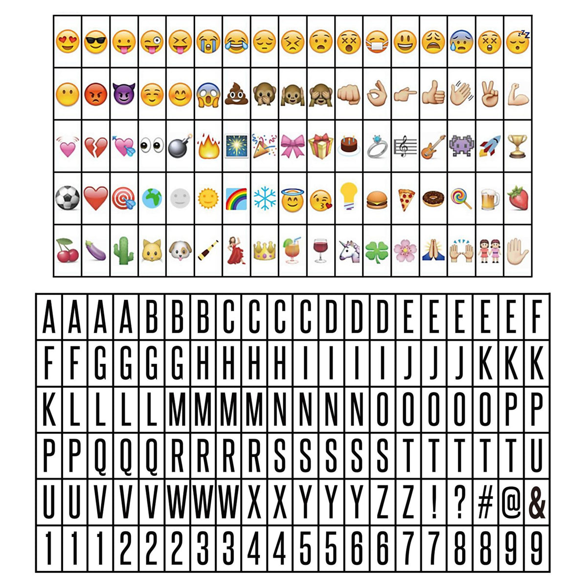 A4 Lightbox with 205 Letters & Emoji | Pukkr	