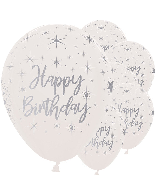 Crystal Clear Happy Birthday - 12" Latex Balloons (25pk)