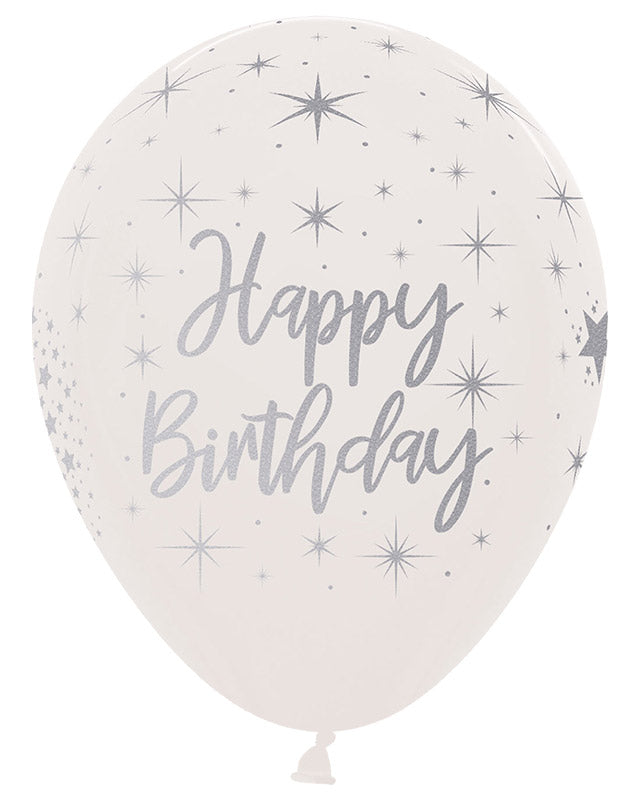 Crystal Clear Happy Birthday - 12" Latex Balloons (25pk)