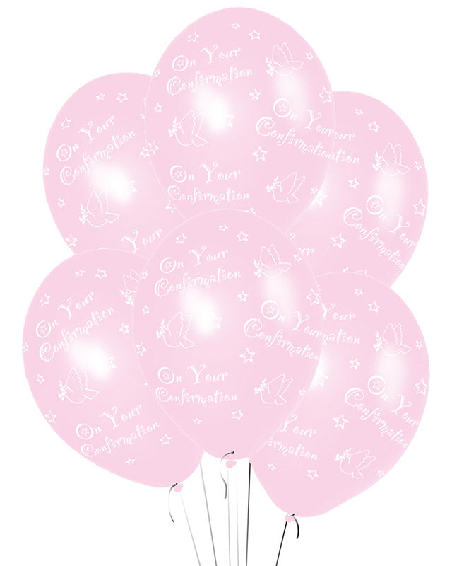 Confirmation Pink Printed - 11" Latex Balloons (6pk)