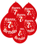 Assorted Multicolour Happy 7th Birthday - 9" Latex Balloons (10pk)