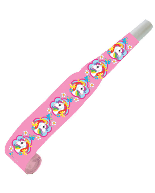 Rainbow Unicorn Noisemaker Blowouts - 30cm (8pk)