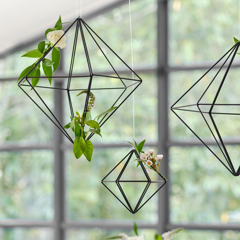 Black Metal Geometric Hanging Decoration - 15cm