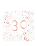 30th Rose Gold Paper Napkins 33cm (16pk)