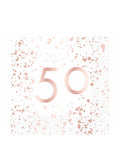 50th Rose Gold Paper Napkins 33cm (16pk)