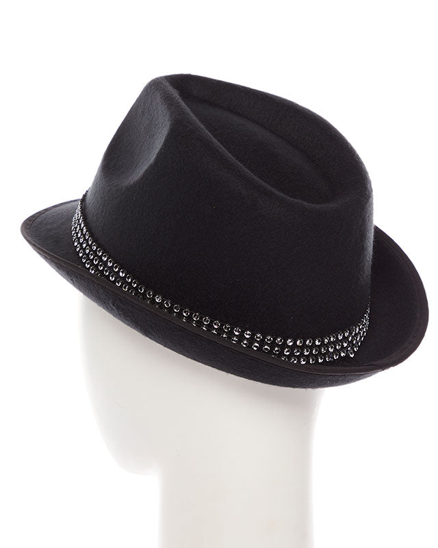 Black Trilby Gemstone Hat