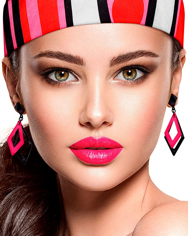 Neon Pink 80s Earrings