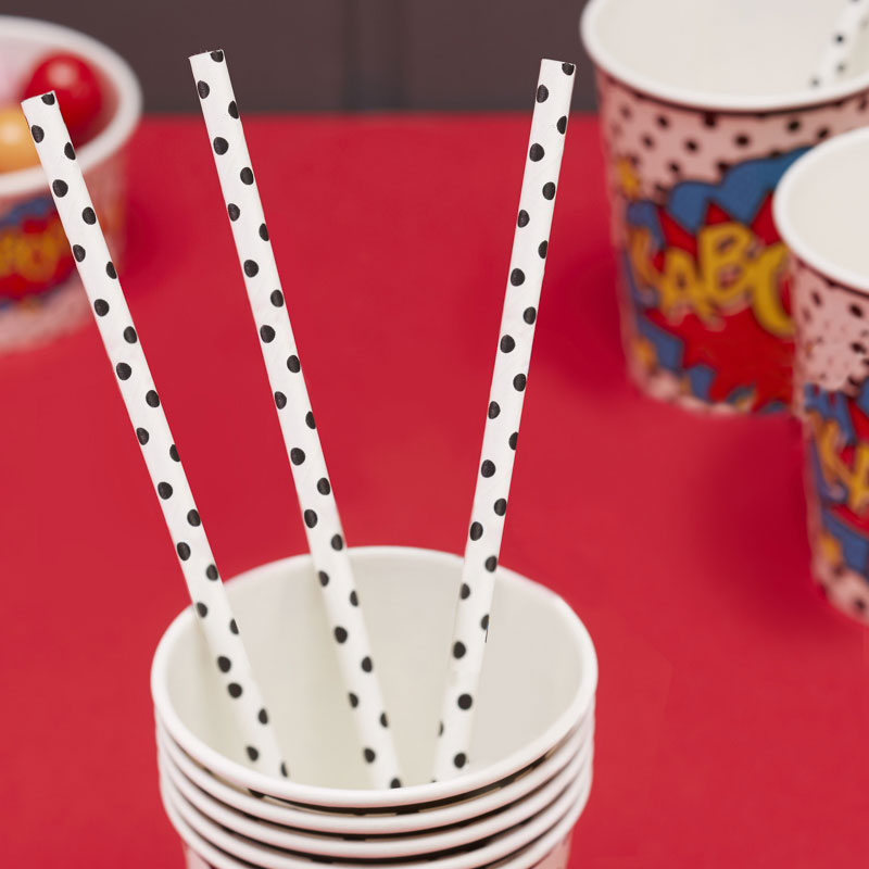 Black & White Polka Dot Paper Straws (20pk)