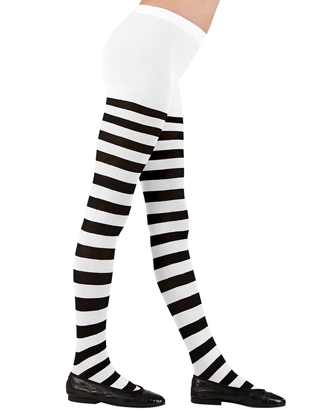 Black & White Striped Tights - Child