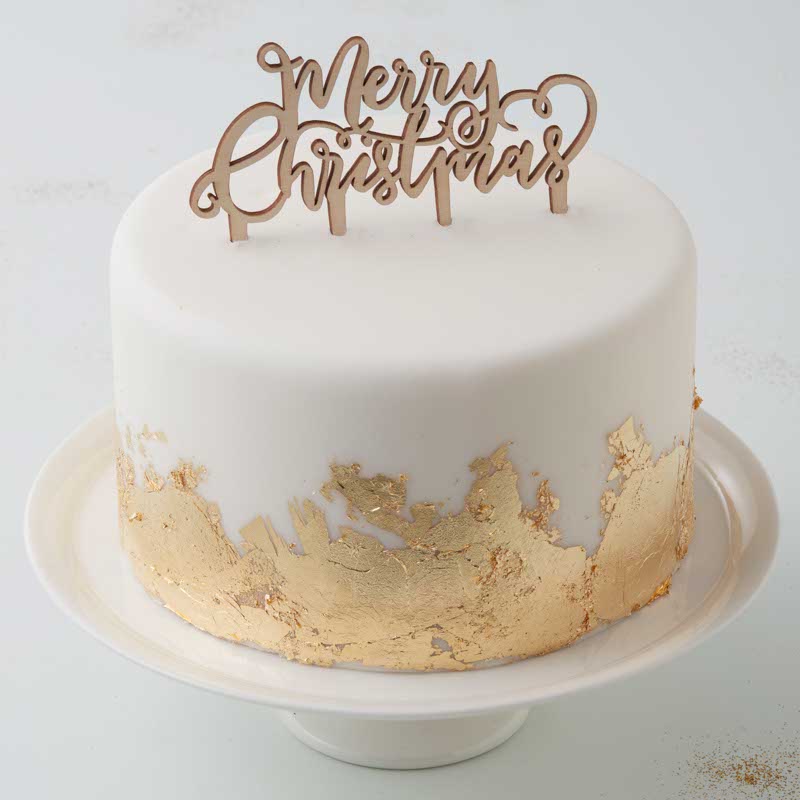 Wooden Merry Christmas Cake Topper