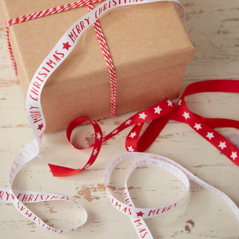 Red & White Merry Christmas Ribbon Kit - 10m