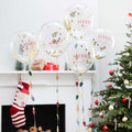 Confetti Filled Merry Christmas Balloons with Light Bulb Balloon Tails - 12" Latex (5pk)