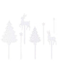 White Wood Festive Scene Cake Topper