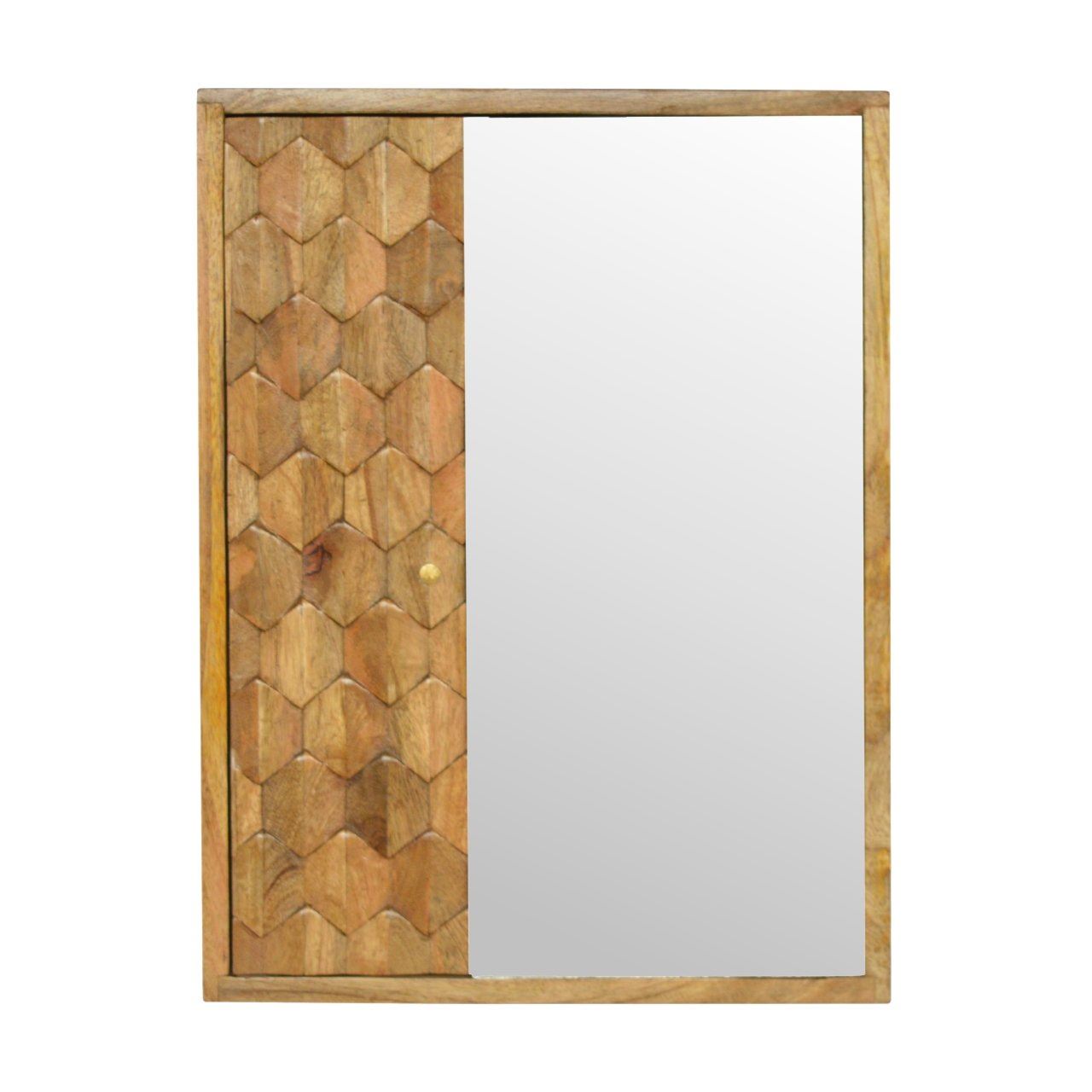 Artisan Pineapple Carved Sliding Wall Mirror Cabinet