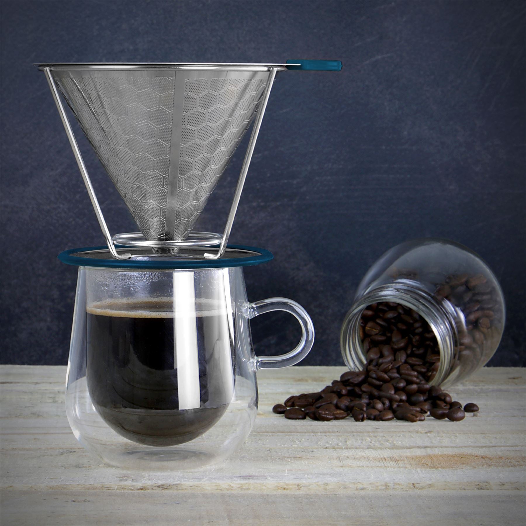 Double Walled 275ml Coffee Glasses with Handles - Set of 2 | M&W	