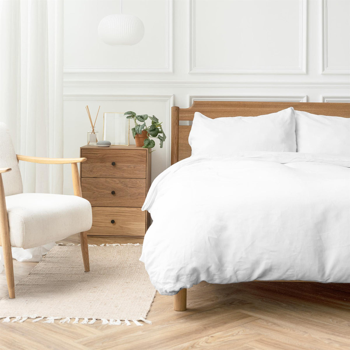 Maison & White Duvet Set with Button Fastening (White, Double)