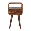 Artisan Mini Chestnut Curved Bedside Table with Open Slot	