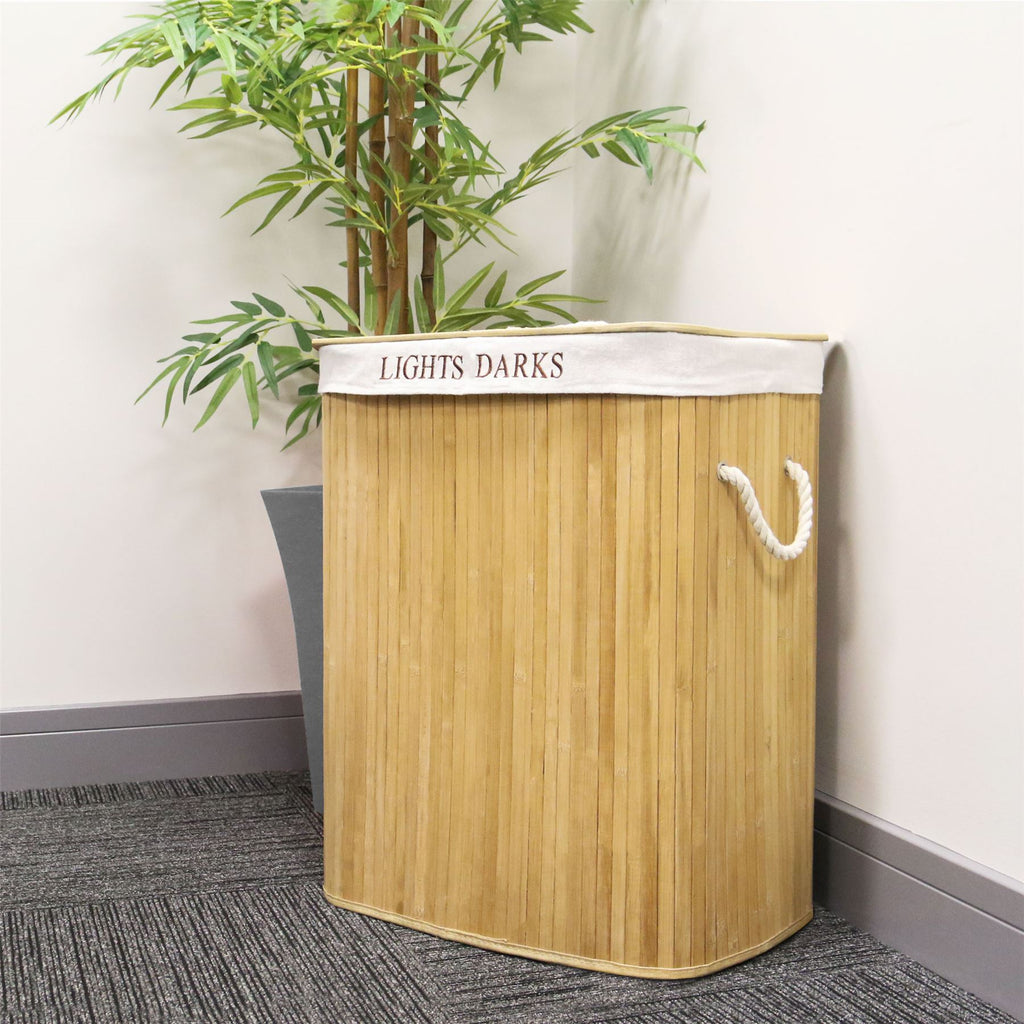Light & Dark Bamboo Laundry Hamper Basket | M&W	