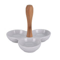 Porcelain 3 Bowl Snack Plate with Handle	