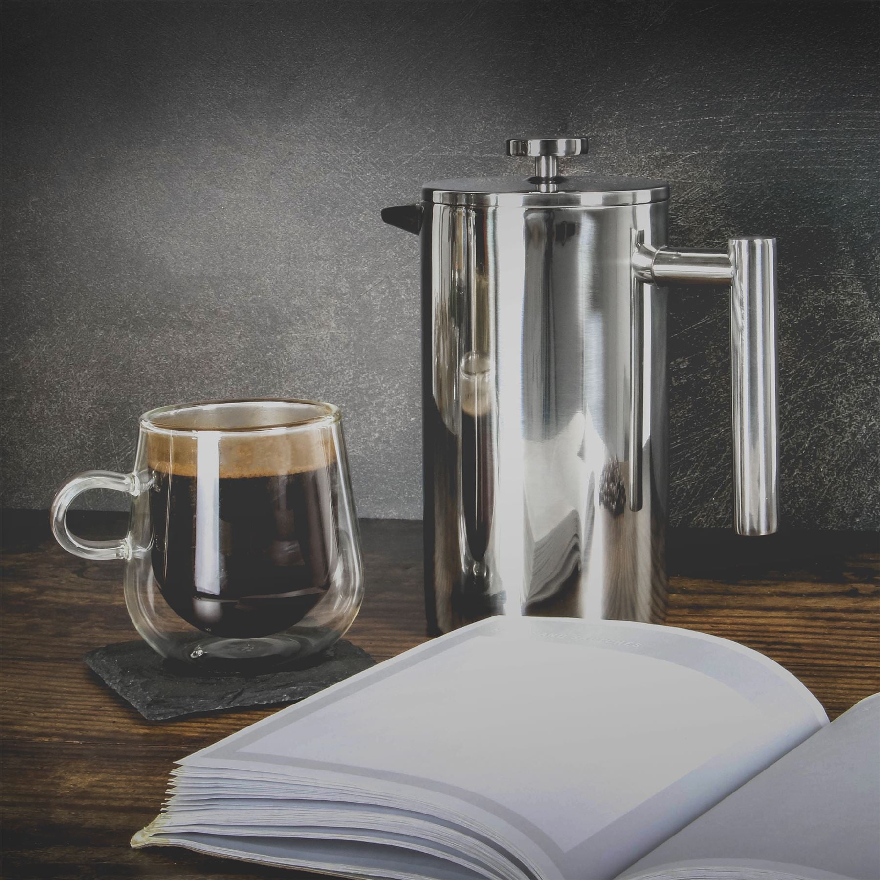 French Press Cafetiere Steel Coffee Maker 350ml | M&W	