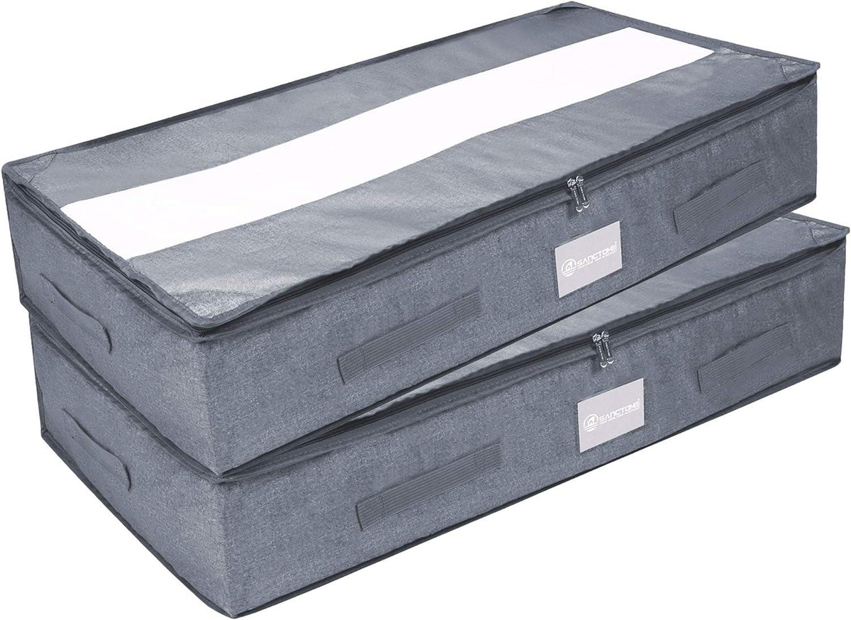 SANCTOME 100L Grey (Set Of 2) Waterproof Under Bed Storage Bags	
