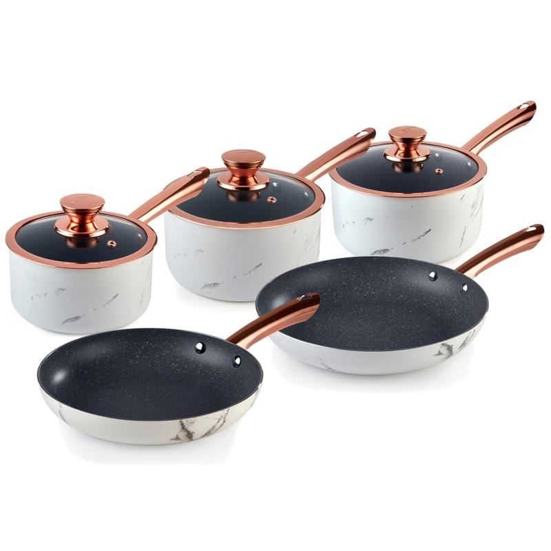Tower Marble Rose Gold 5 Piece Pan Set