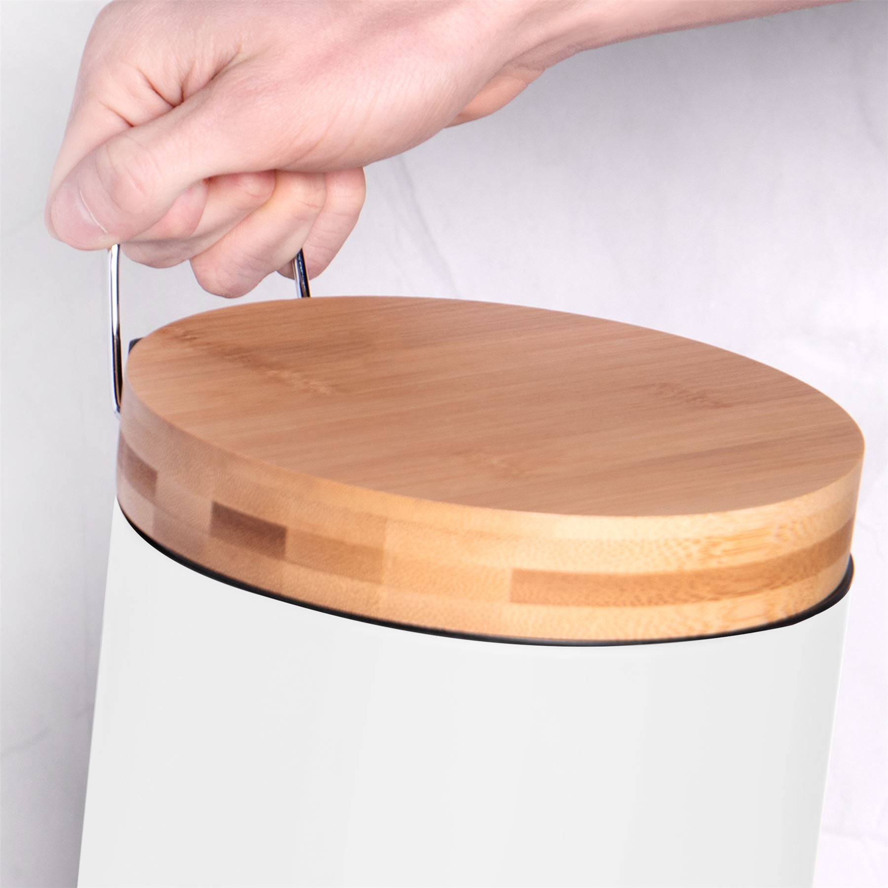 Bathroom Bin with Bamboo Lid 3L | M&W	