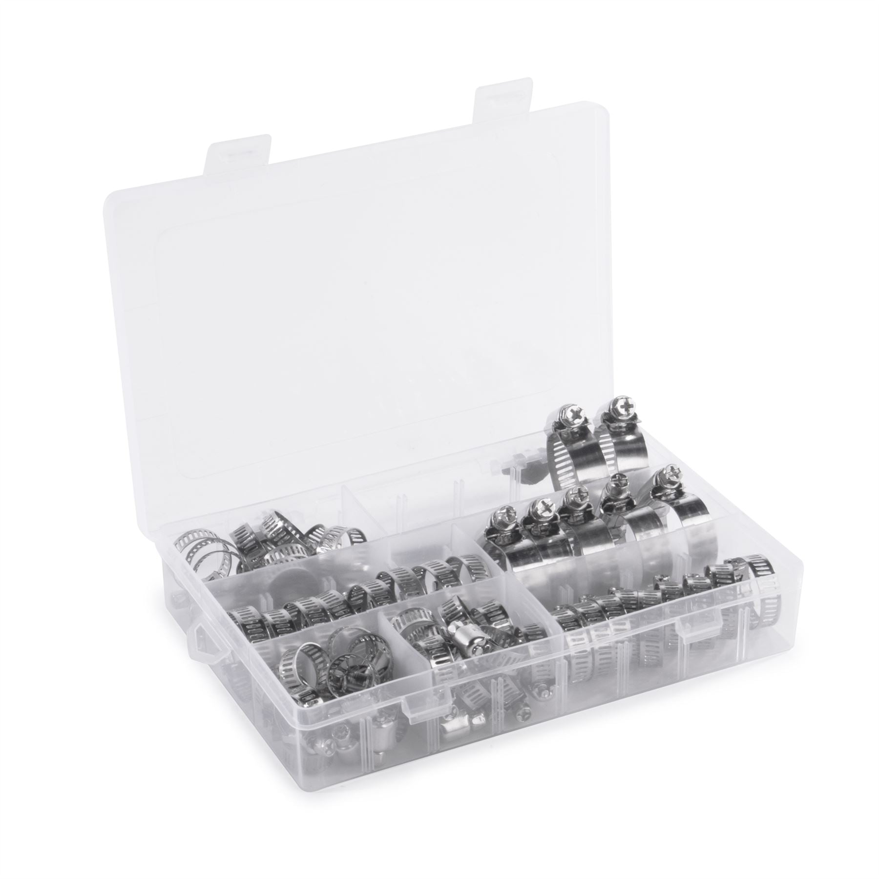 Adjustable Hose Clips x71 Assorted & Storage Box and Z Tool | Pukkr	