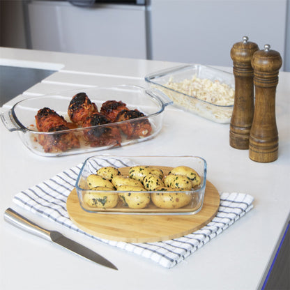 Glass Roasting & Baking Oven Dishes - Set of 3 | M&W	