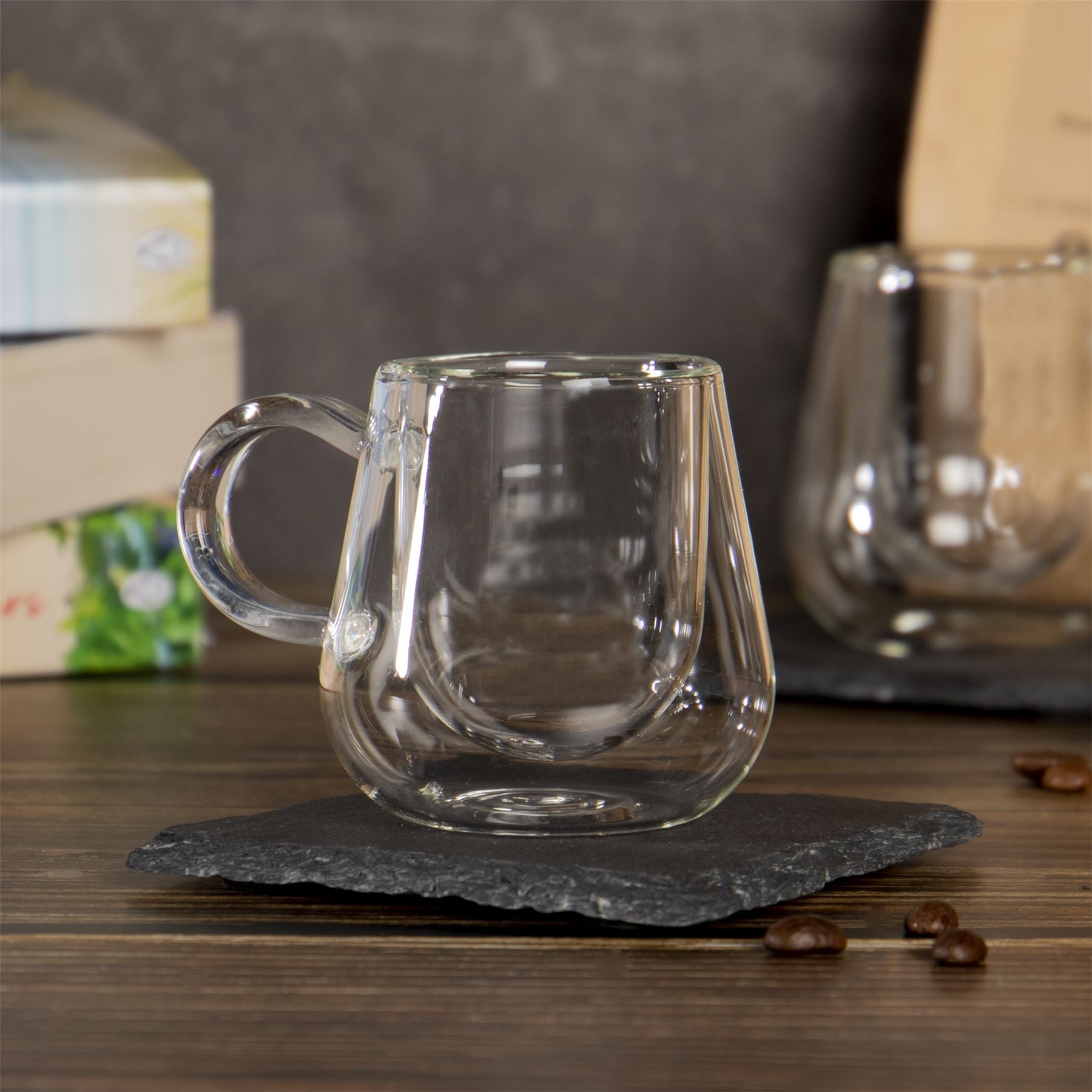Double Walled 80ml Espresso Coffee Glasses with Handles - Set of 2 | M&W	