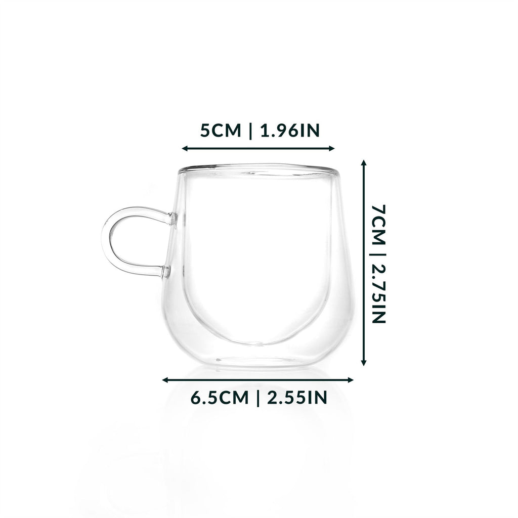 Double Walled 80ml Espresso Coffee Glasses with Handles - Set of 2 | M&W	