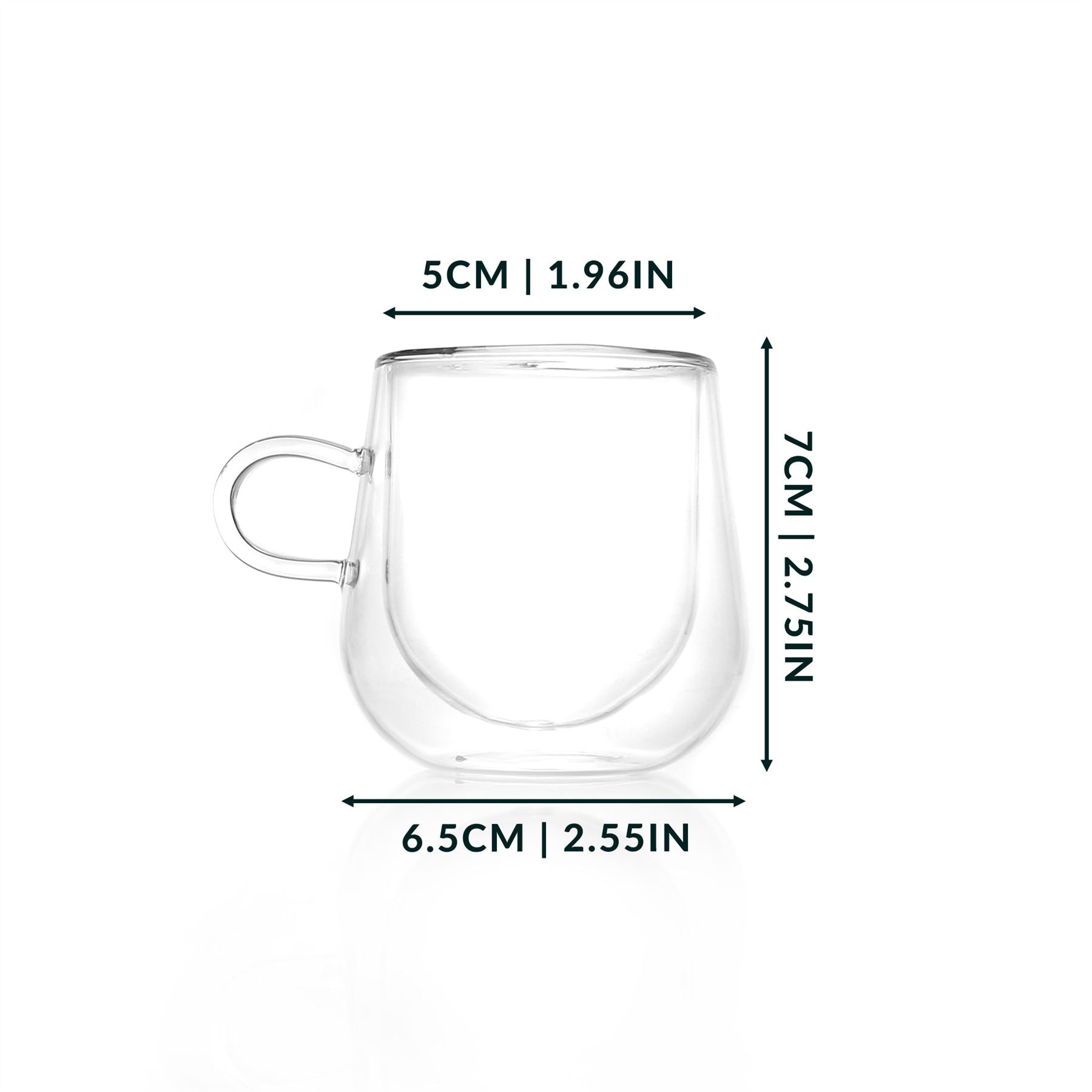 Double Walled 80ml Espresso Coffee Glasses with Handles - Set of 2 | M&W	