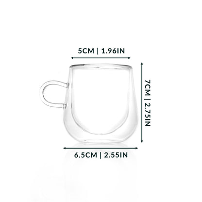 Double Walled 80ml Espresso Coffee Glasses with Handles - Set of 2 | M&W	