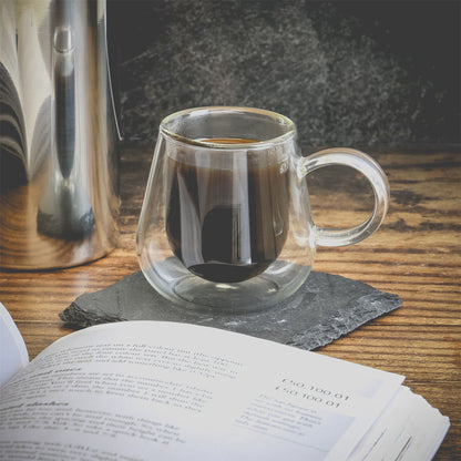 Double Walled 80ml Espresso Coffee Glasses with Handles - Set of 2 | M&W	