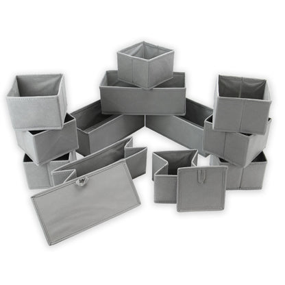 Foldable Fabric Drawer Inserts & Drawer Organisers - Set of 12 | M&W	